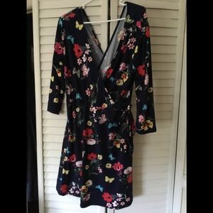 Cute Blue Floral Wrap Dress Maternity XXXL 21